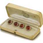 A Set of Four Fabergé Diamond and Citrine Buttons, St. Petersburg, circa 1900