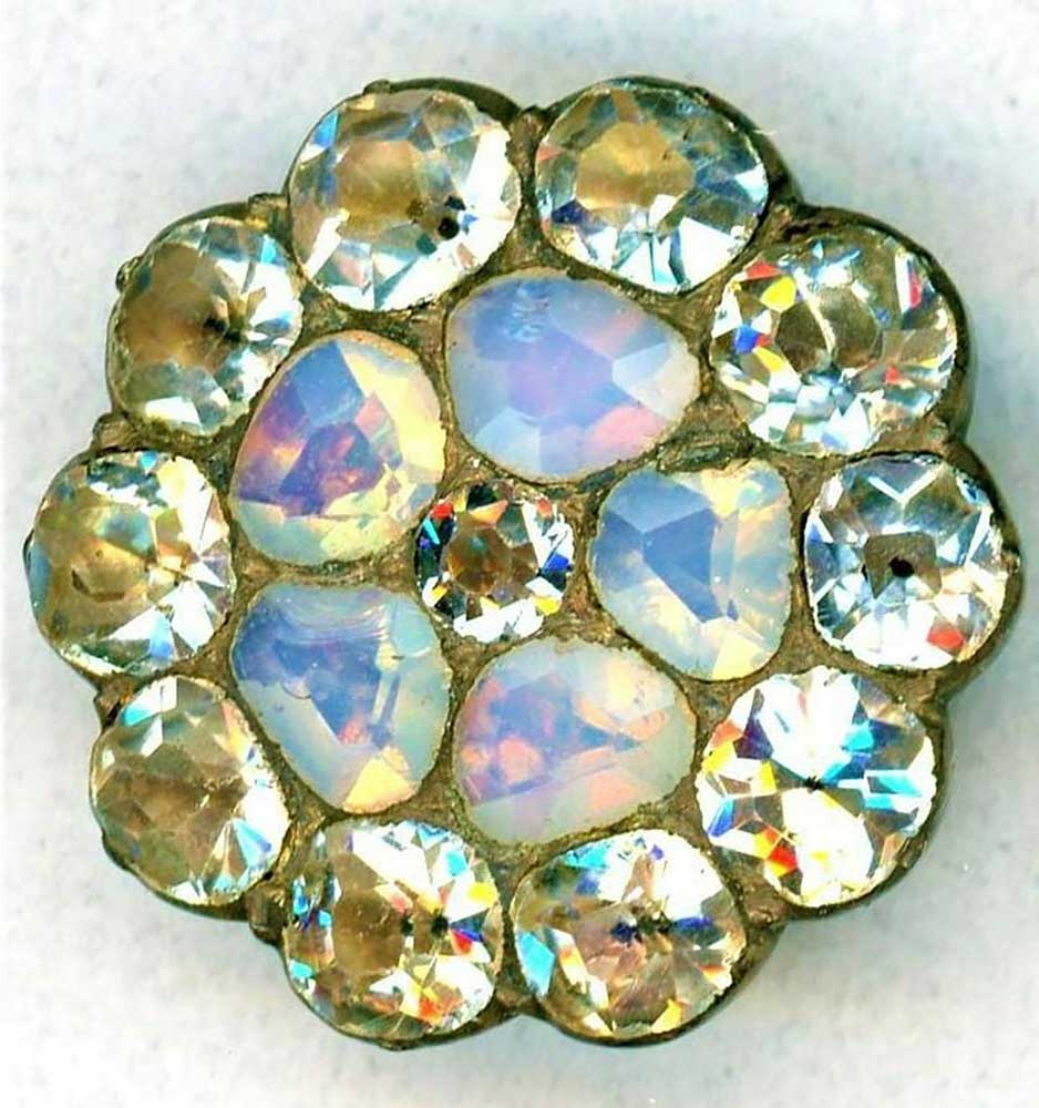 A medium size opalescent and strass jeweled button