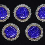 Georgian paste set buttons with blue enamel centres