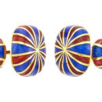 David Webb Pair of Gold and Enamel Cufflinks